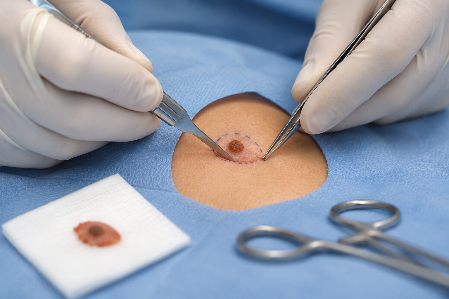 Surgical excision of a lesion — treatment